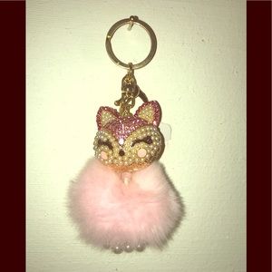 Gorgeous and cute crystal pearl keychain W/kitty